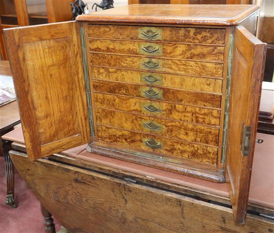 A Victorian pollard oak eight drawer cutlery cabinet H.50cm